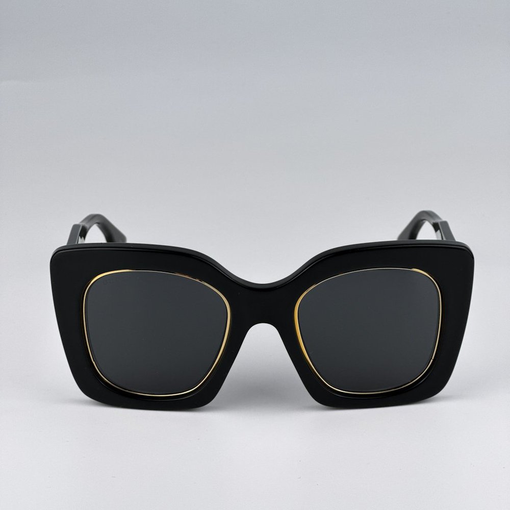 Gucci GG1151S 001 Sunglasses Black/Gold Grey Cat Eye Oversized Unisex GG 1151S - Picture 8 of 13